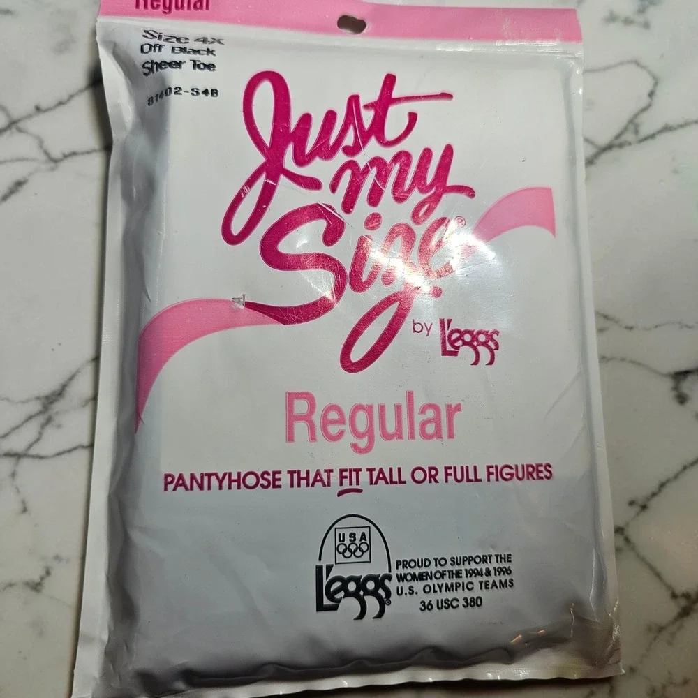 VNT 1994-1996 Just My Size by Leggs Regular Pantyhose 4X Off Black Sheer Toe NOS